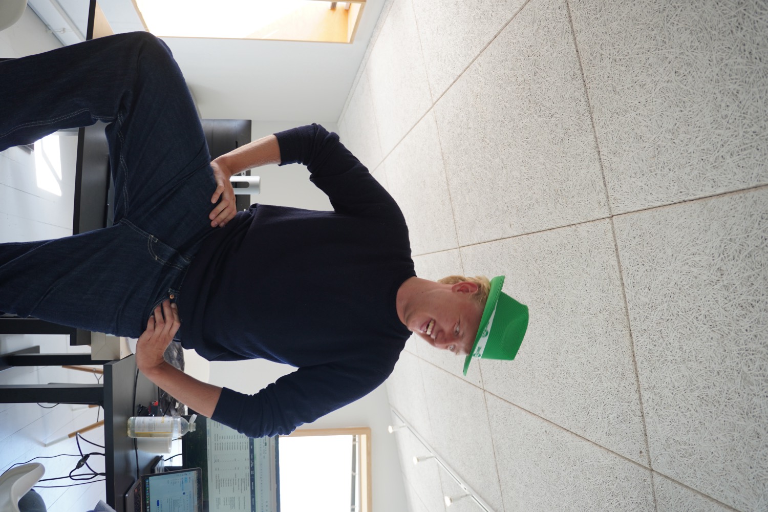 An Unrealfund team member joking around in the office